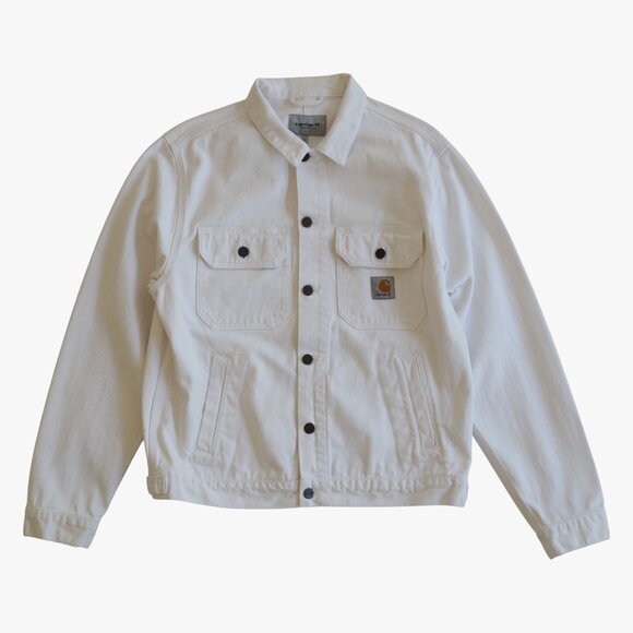 (RARE) CARHARTT WIP | 100% COTTON RELAXED WHITE DENIM JEAN JACKET - Picture 1 of 4